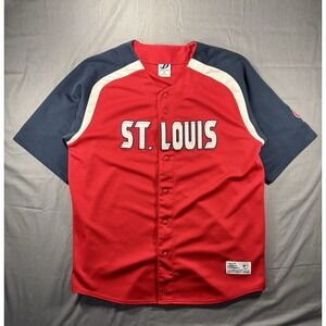 St Louis Cardinals Men's XL Jersey Dynasty MLB Red Spell Out Logo Y2K Colorblock